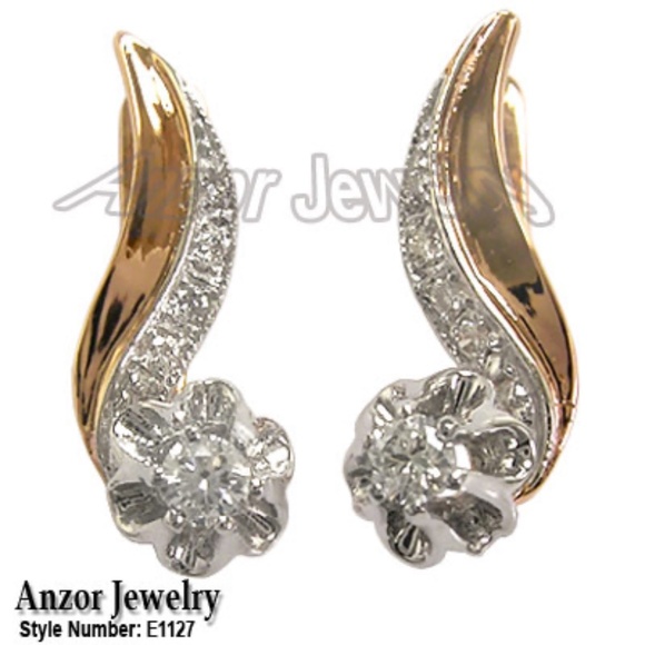 Russian Vintage Style Genuine Diamond Earrings 585